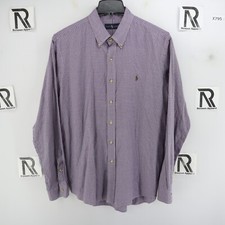 Mens Polo Ralph Lauren Classic Fit Button Down Dress Shirt Size XL Purple Oxford