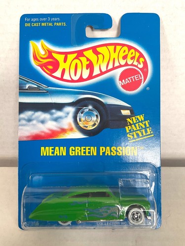Hot Wheels MEAN GREEN PASSION - Blue Card #263 - Green, Whitewall Basic Wheels - Picture 2 of 3