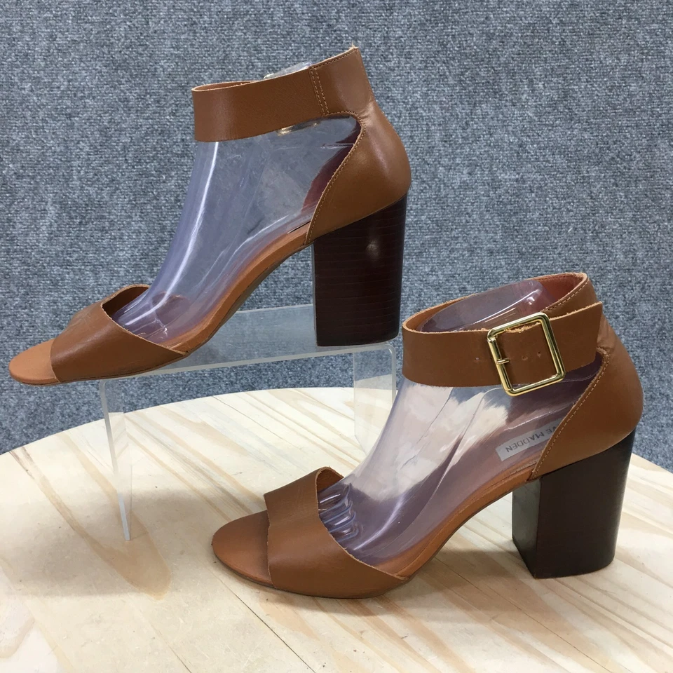 Steve Madden Tacones Mujer 10M Marrón Estoriaa Correa al Tobillo Hebilla Cuero Foto 2 de 4