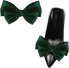 2 Pcs Satin Bow Shoe Clips Removable Solid Color Shoe Clips Elegant Wedding Part