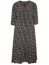 Curve midi Dress plus size 22 24 black abstract floral print button fastening