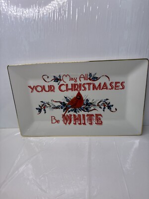 Lenox Platter Christmas China WINTER GREETINGS May All Your Christmases be White