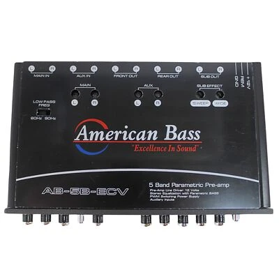 5 Band Equalizer with Built in Voltmeter Digital Display American Bass AB-5B-ECV