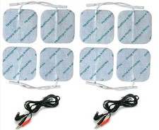 8 SQUARE ADHESIVE TENS ELECTRODES WITH FEMALE LEAD WIRES 1 PAIR 