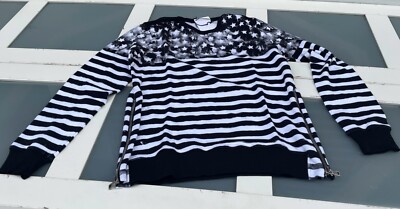BALMAIN アメリカ国旗風セーター　ダメージ加工 Great Balmain AW19 Side Zips Thick Cotton American Flag Stars