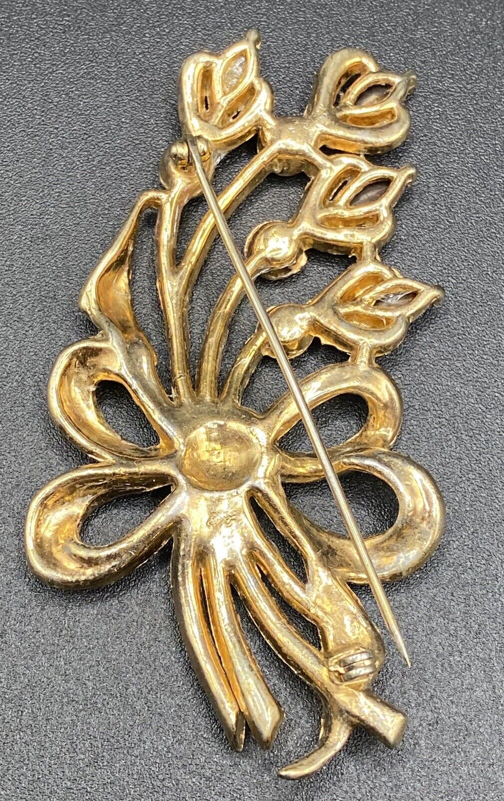 Vintage Signed Coro Flower Rhinestone Brooch Pin - image 5