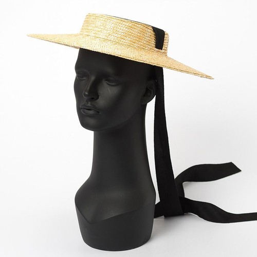 Wide Brim Boater Hat - Black Ribbon Straw Hats Womens Fashion Beach Headwears - Picture 10 of 14