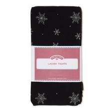 Black Opaque Sparkle Stars  Snowflakes Women Tights
