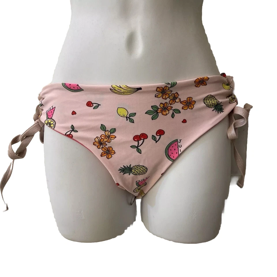 JUICY COUTURE Girls Bikini BOTTOM ONLY Size 14 Reversible Cherries TropicalFruit - Image 3 of 4