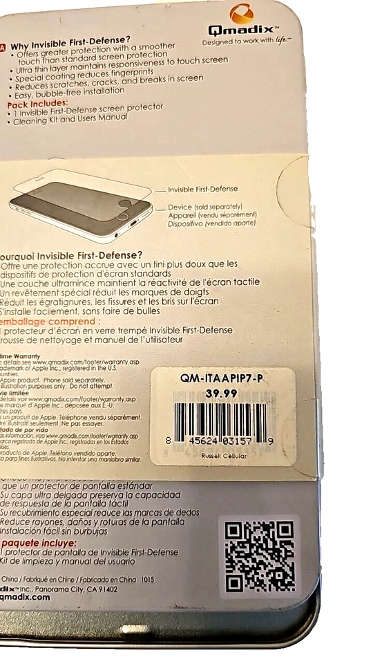 Protector Pantalla Cristal Templado Qmadix First Defense para iPhone 6 6s 7 8+ Plus Foto 3 de 4