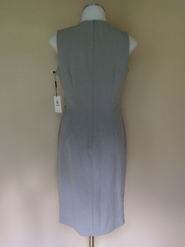 Calvin Klein Sz 2 Sheath Dress Ruffle Front Solid Gray Sleeveless Women XS Small - Picture 9 of 12