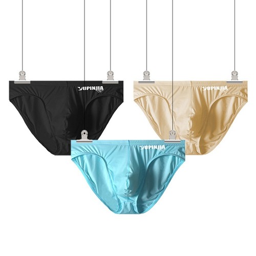 Men's Bikini Pouch Underwear Briefs in Ice Silk Low Waist Stylish