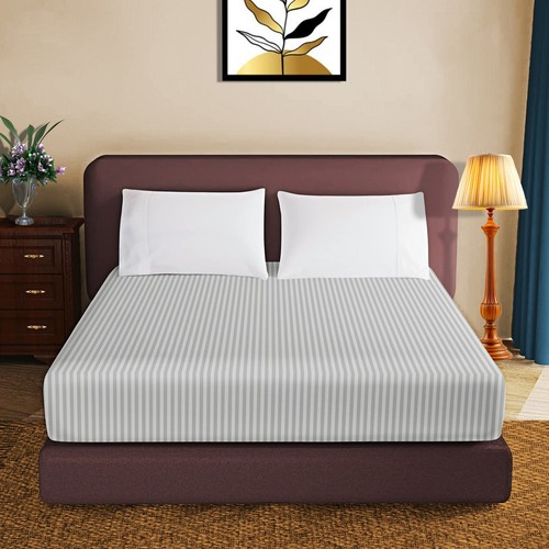 Egyptian Stripe Fitted Sheet 30 Cm Deep Bed Sheets Single Double King Super King - Picture 80 of 125