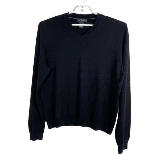 The Men's Store Bloomingdales Size XL V-Neck Merino Wool Black Sweater