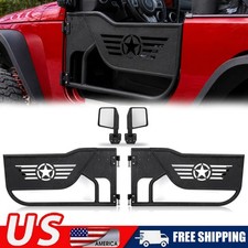 2x Steel Tube Half Tubular Doors Mirrors For 07-26 Jeep Wrangler Jk Jl Jt 2door