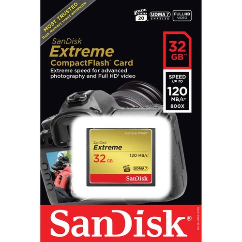 SanDisk Extreme 32GB CompactFlash Memory Card 120MBs Class 10 CF - Picture 3 of 4