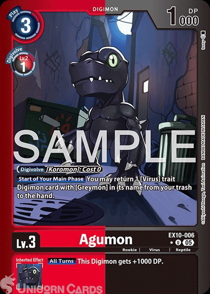 EX10-006 Agumon : Limited Uncommon Foil Digimon Card : EX10: Sinister Order