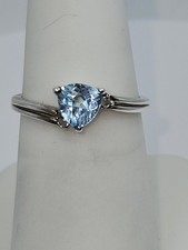 Size 7 Sterling Silver Blue Topaz Ring with Accents December Birthstone