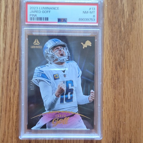 Panini 2023 Luminance Jared Goff #13 Pink Parallel 8/10 PSA 8 Detroit Lions