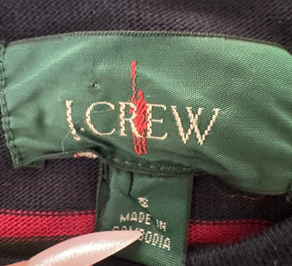 Camisa Pullover J Crew Reimagined Oarsman Pequeña Verde Azul Rayas Cuello Redondo Foto 4 de 4