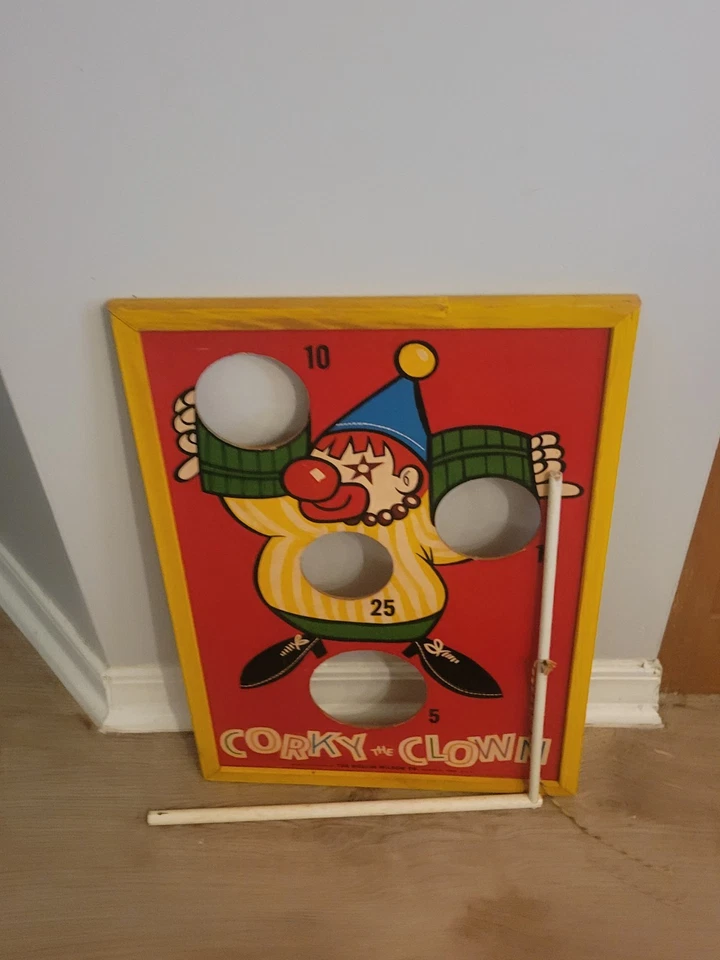 Corky el payaso vintage bolsa de frijoles / juego agujero de maíz años 50 Foto 3 de 4