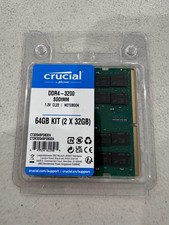 Crucial 64GB Kit 2 x 32GB DDR4-3200 SODIMM Laptop Memory - NEW