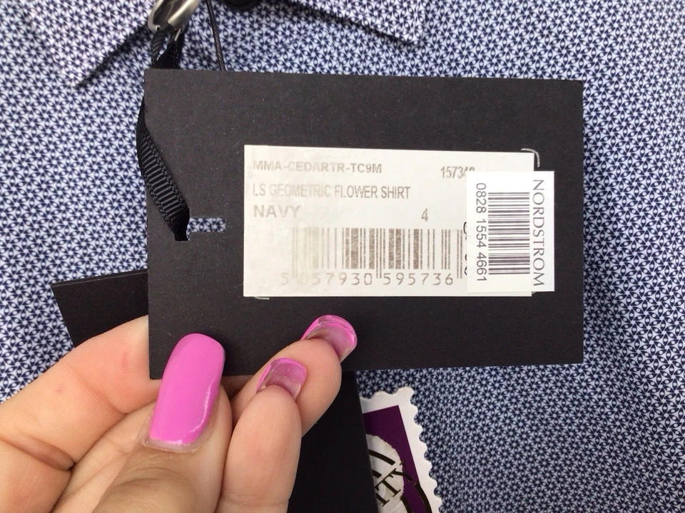 Blusa Ted Baker London NUEVA CON ETIQUETAS’s Mujer’s LS Geométrica Azul Marino Floral Algodón Talla. 4. Foto 3 de 4