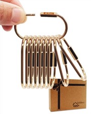 Brass Keychain Set Gold Carabiner Clips with Secure Locking, 10 Packs