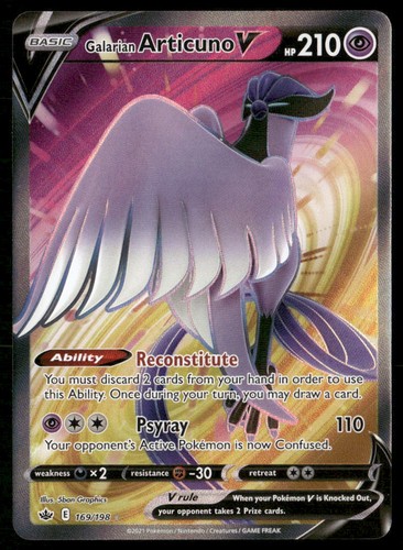 GALARIAN ARTICUNO V 169/198 ULTRA RARE CHILLING REIGN POKEMON HOLO NM