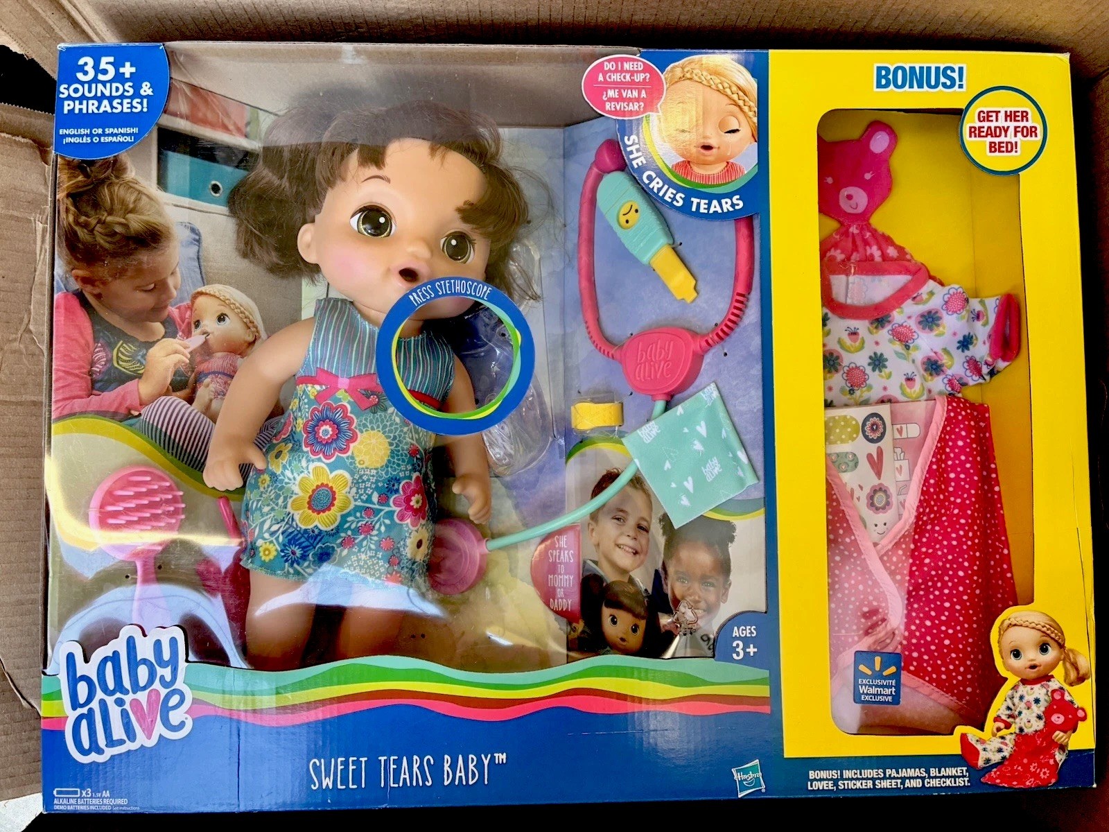 Hasbro Baby Alive Sweet Tears Baby Brunette Doll English/Spa