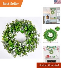 St Patricks Day Decorations Artificial Wreath Lucky Shamrock Clover Leprechau...
