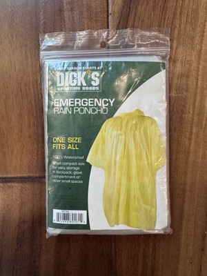 Dicks Sporting Goods Emergency Rain Poncho  Waterproof Clear NEW UNOPENED
