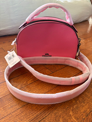 Coach Pink Pebbled Zip Top Handle Crossbody Bag w/ Detachable Strap
