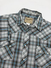 Vintage Wrangler Western Pearl Snap Short Sleeve Shirt Plaid Cowboy Mens XL