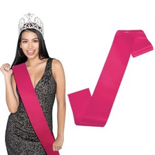 1-Pack Blank Satin Sash, 3.8 Inch Party Sash for Birthday/DIY Rose Red 