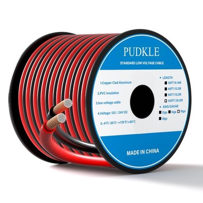 16 Gauge/16 AWG Copper Clad Aluminum 2 Conductor Red Black Electrical Wire 100F