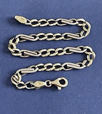 9ct 375 Gold Two Tone Infinity / Twisted Figaro Bracelet 21cm 4mm 6.41g Vintage