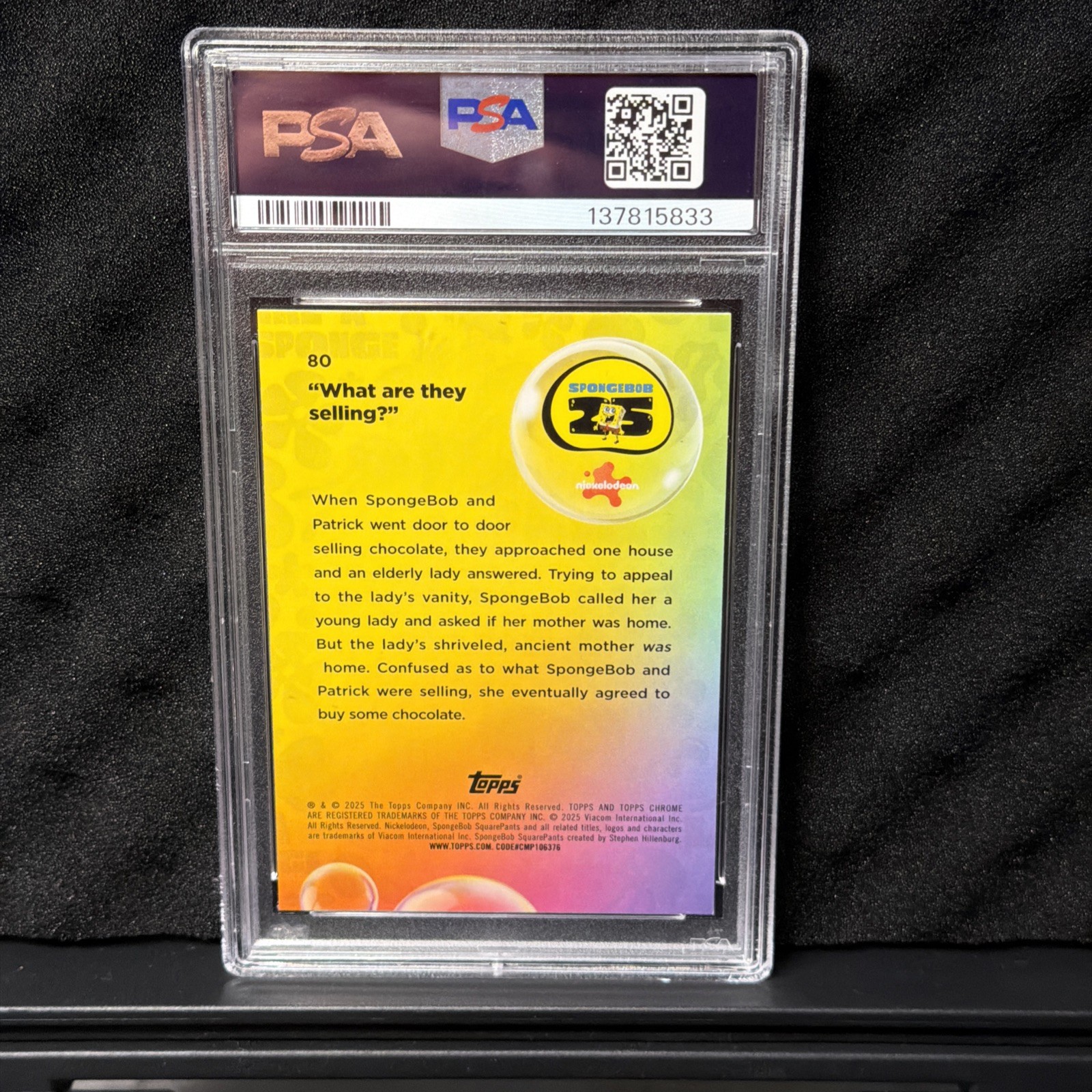 PSA 9 “What Are They Selling?” /199 Aqua Lava SpongeBob Topps Chrome 2025 view 6