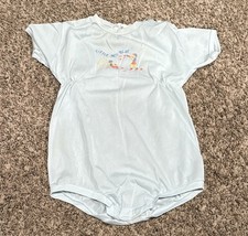 Vintage Regal Little Boy Blue Nursery Rhyme Embroidered Baby Romper 12 Months