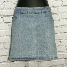 Vintage Y2K Cherokee Women's Blue Denim Skort Zip Side Closure 100 Cotton