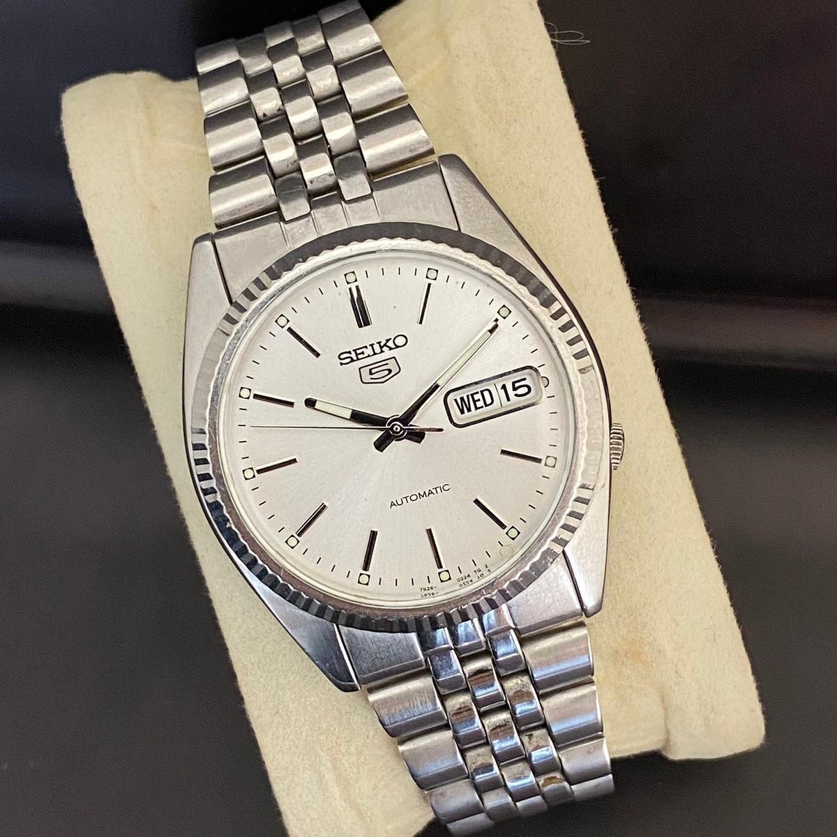 Rare Seiko 5 President SNXJ89 Automatic 7S26-0500 Day Date Silver