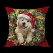 2 Pillow Case Cover 18x18 Golden Retriever Faulk Needlepoint Christmas No Pillow