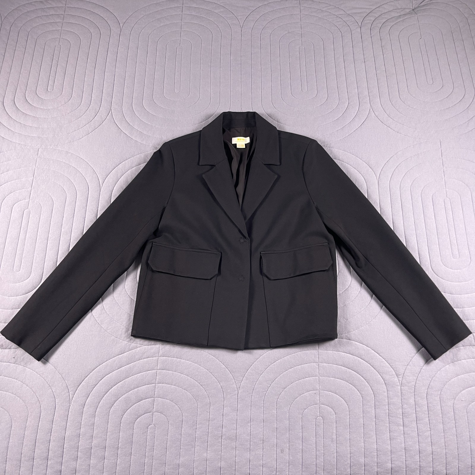 Maeve Anthropologie Cropped Blazer Womens US 8 Black Stretch Tailored Jacket