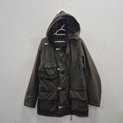 Barbour Masthead Hook Toggle Wax Waterproof Green Hooded Coat Jacket Size Large