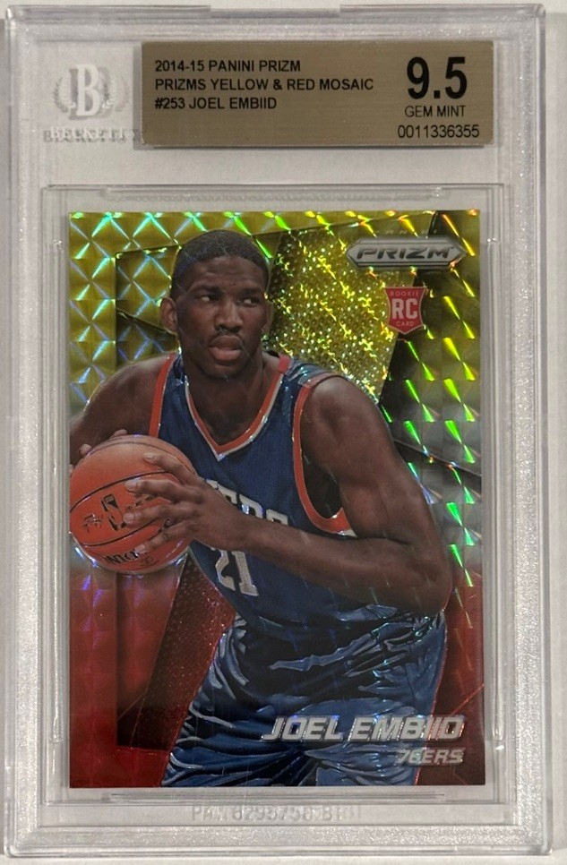 2014 Panini Prizm #253 Joel Embiid Yellow Red Prizm Rookie RC BGS 9.5 Gem Mint