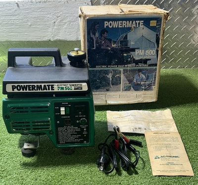 #ad Coleman Powermate Electric Generator PM500 TURNS OVER BUT UNTESTED RARE $250.00
