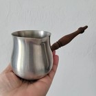 Vintage International Pewter Brandy Warmer Stainless Steel with Wooden Handle
