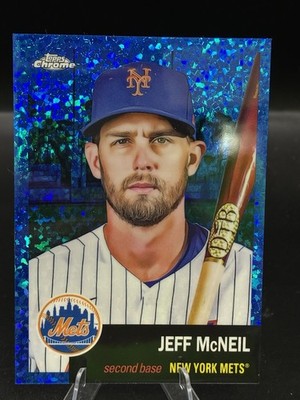 2022 Topps Chrome Platinum Jeff McNeill #468 Blue Mini Diamonds /199 Mets