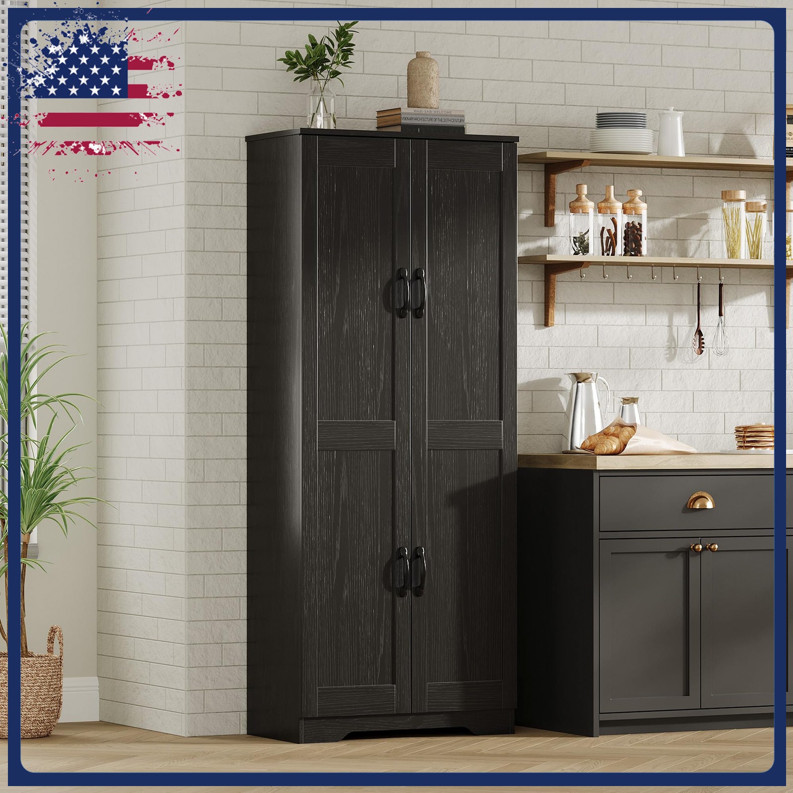 Tall Cabinet With Double Doors, Storage Cabinet For The Livi