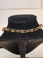 Moda Al Massimo 18k Yellow Gold Over Bronze 6mm Stirrup Briglia Bracelet 7.2"